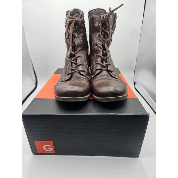 Guess Women's Dark Brown Boot Bootie Size 10M Barb Style - Picture 11 of 14